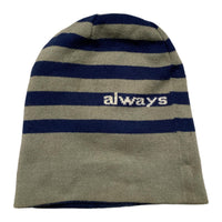 Always Do What You Should Do Khaki Green and Navy Blue Striped Reversible Beanie Hat