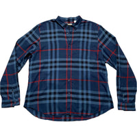 Burberry Brit Nova Check Blue Black and Red Long Sleeve Shirt (2XL)