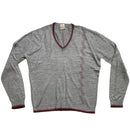 Wolsey Vintage 90’s Grey and Burgundy V Neck Jumper (M)