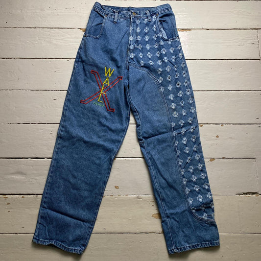 Wall Street X Vintage 90’s Baggy Distressed Embroidered Jeans