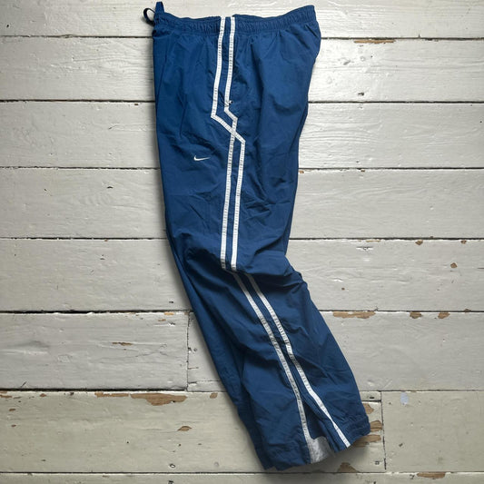 Nike Vintage Blue and White Shell Trackpant Bottoms
