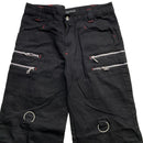 Criminal Damage Bondage Black White and Red Embroidery Baggy Jeans (30W)