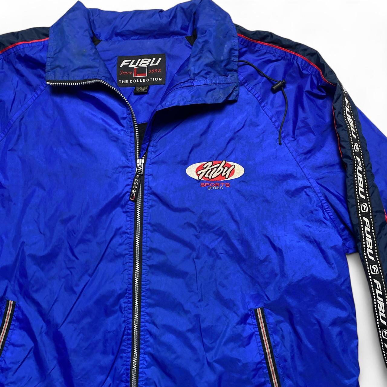 FUBU Sports Vintage 90’s y2k Blue Red and White Windbreaker Jacket