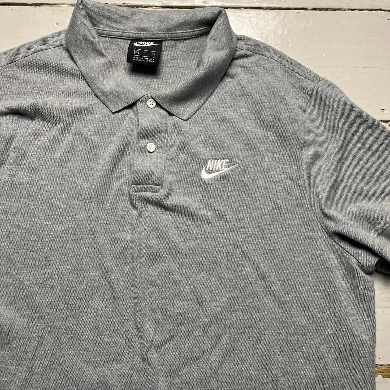 Nike Grey and White Polo Shirt