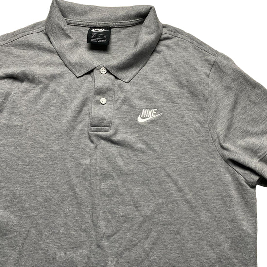 Nike Grey and White Polo Shirt (XL)