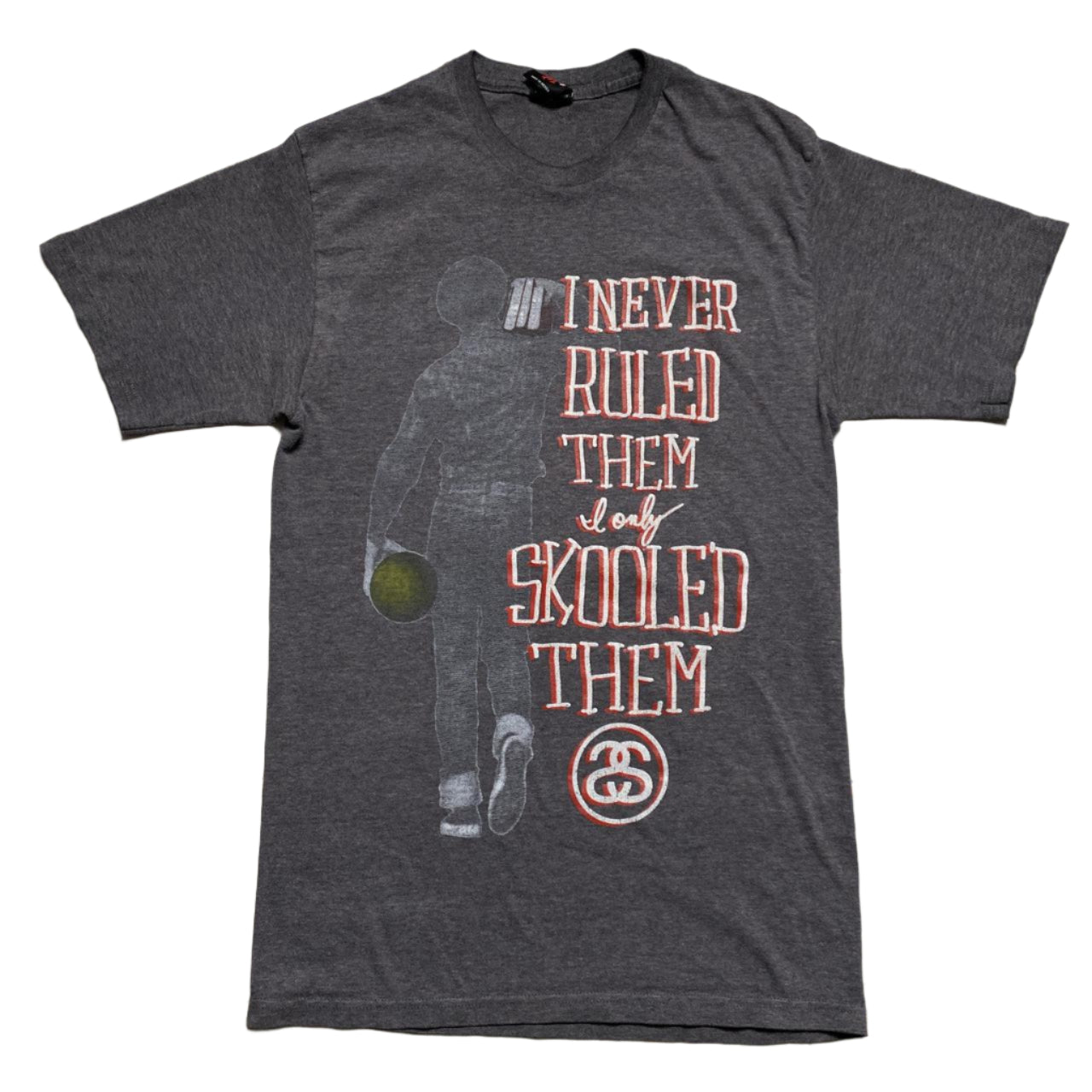 Stussy Grey Vintage Grey T Shirt I Never Ruled Them only Skooled Them (M)