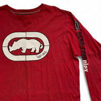 Ecko Unltd Vintage y2k Long Sleeve Red and White Rhino T Shirt (L)