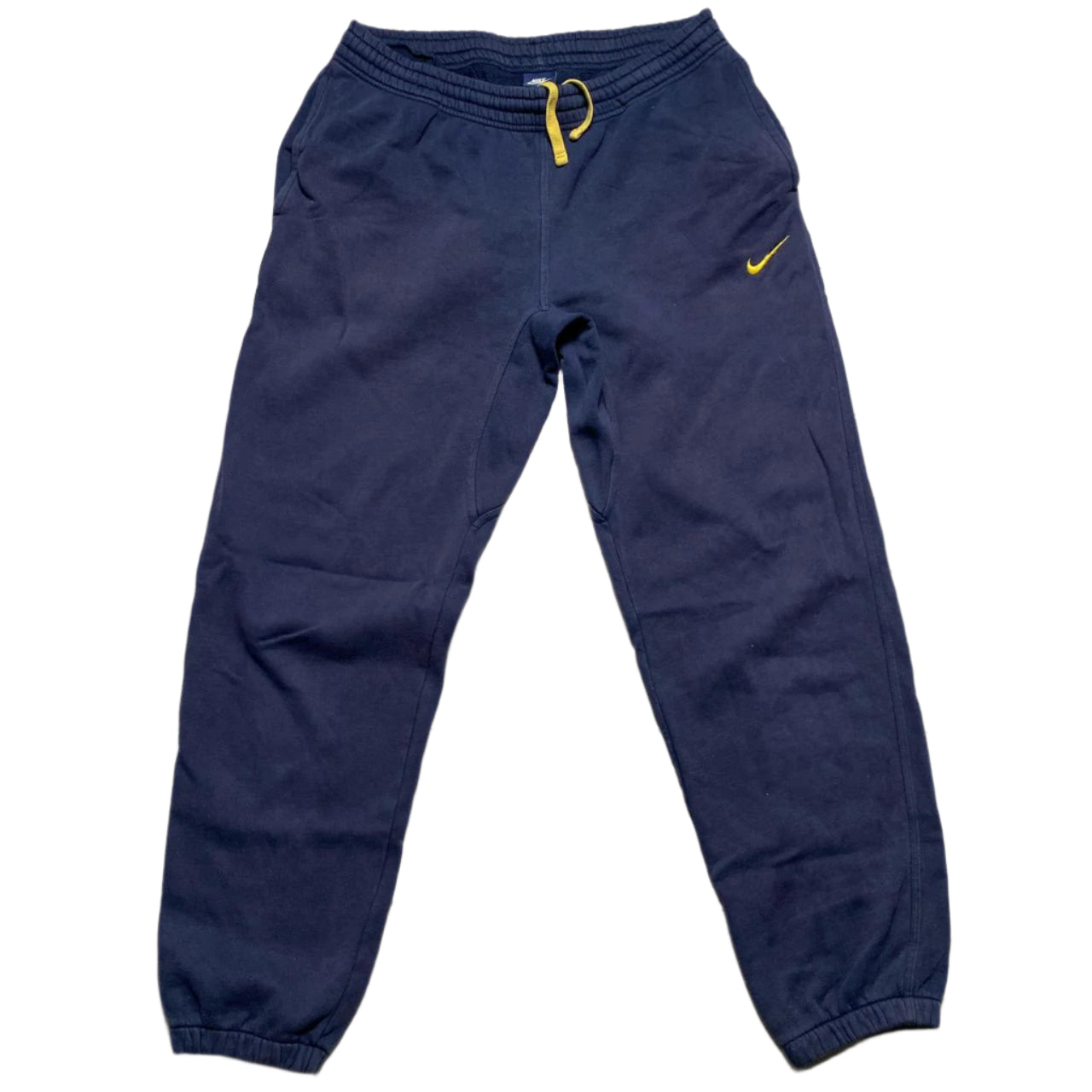 Nike Navy and Yellow Swoosh Vintage Joggers (M)