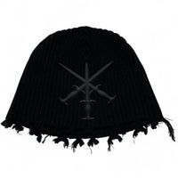 Unknown London Daggers Black Grunge Tassel Beanie Hat