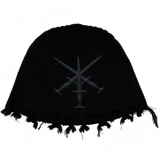Unknown London Daggers Black Grunge Tassel Beanie Hat