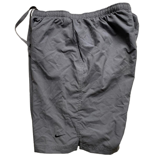 Nike Vintage Grey and Black Swoosh Y2K Shell Trackpant Shorts (L)