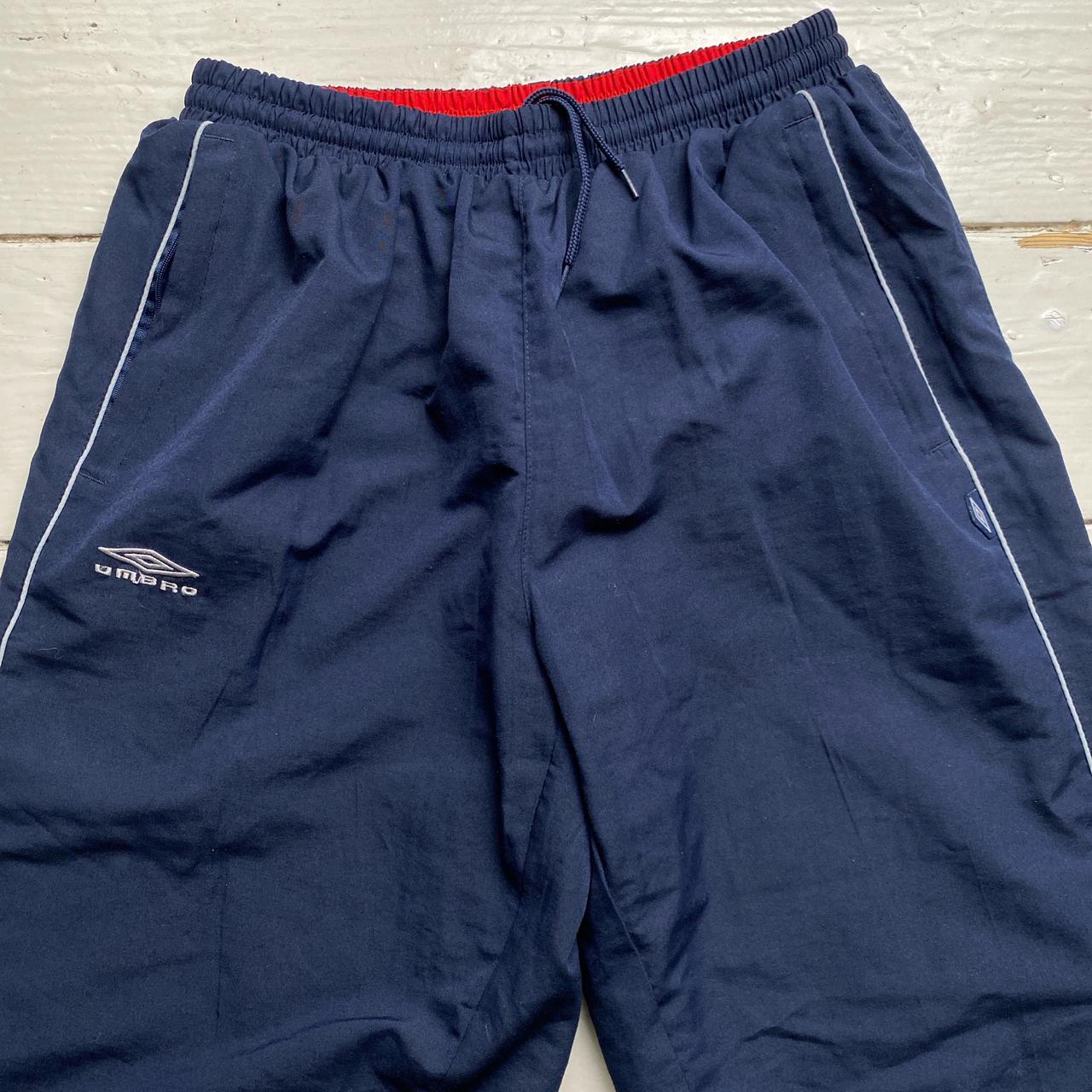 Umbro Navy and Red Shell Trackpant Bottoms