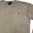 Polo Ralph Lauren Beige and Navy Pony Knit Jumper (L)