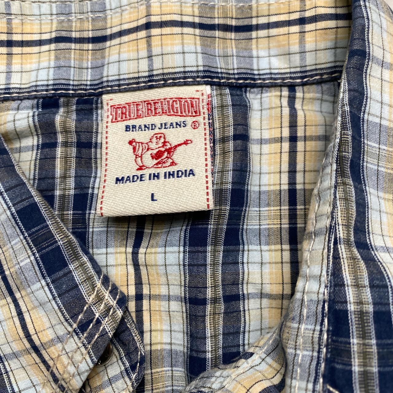 True Religion Blue Cream Plaid Checked Shirt