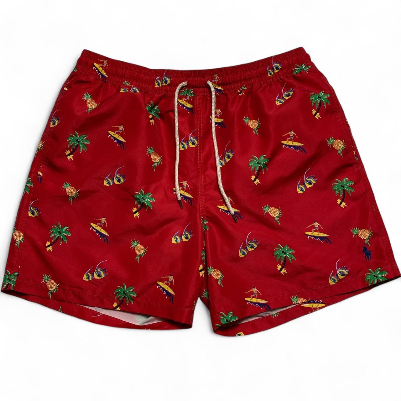 Polo Ralph Lauren Red Pineapple Fish Surfer Swim Short Trunks (XL)
