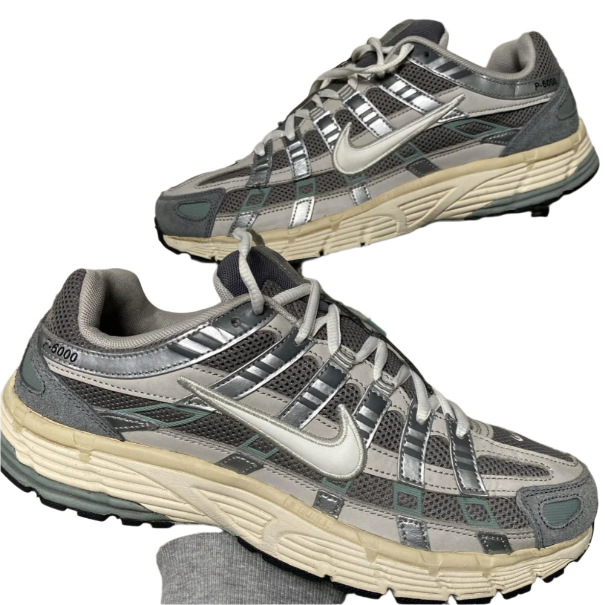 Nike p6000 White Silver and Turquoise Trainers (UK 9)