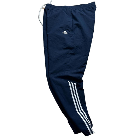 Adidas Navy and White Stripe Shell Baggy Track Pants Bottoms (L)
