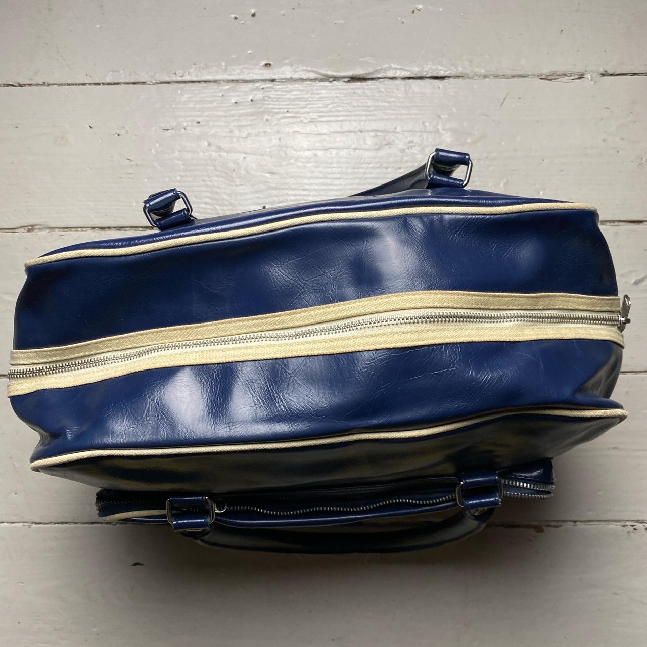 Navy and white Fred Perry leather weekend bag leather