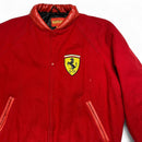 Ferrari Vintage 90’s y2k Leather Trim Cotton Bomber Varsity Jacket Red and Yellow Embroidery (S)