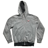 Nike White Red Swoosh Grey Hoodie (XS)