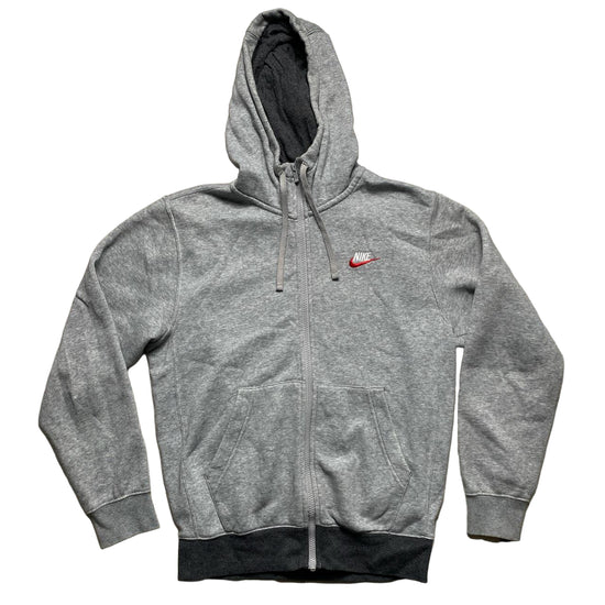 Nike White Red Swoosh Grey Hoodie (XS)