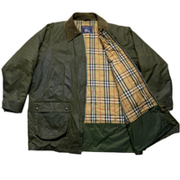 Burberry Burberrys Khaki Green Oilskin Long Trench Coat (XL)