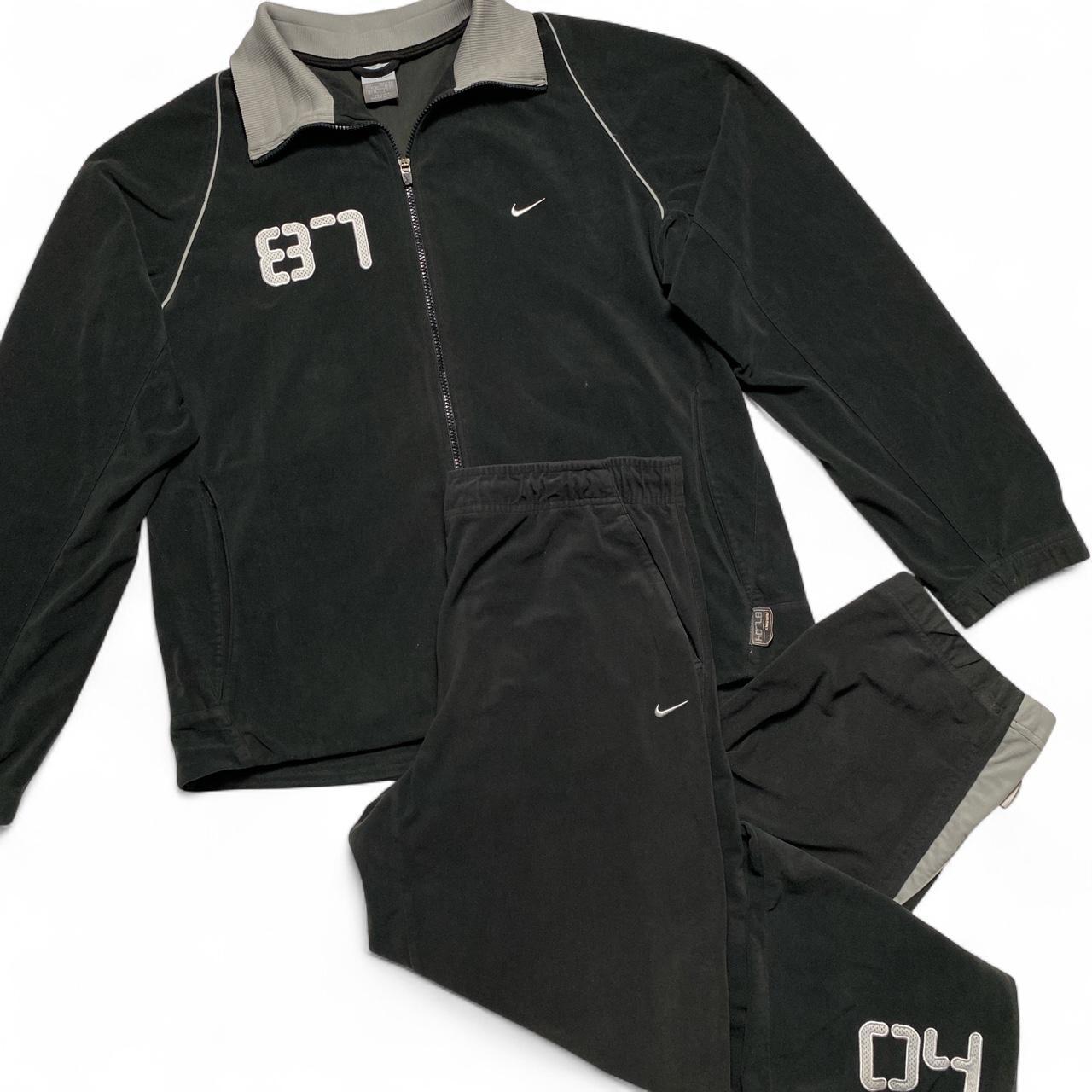 Nike 8704 Air Max Velour Vintage Y2K Black and Grey Swoosh Full Tracksuit (L)