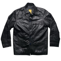 Aviatrix Black Leather Peacoat Jacket (M)