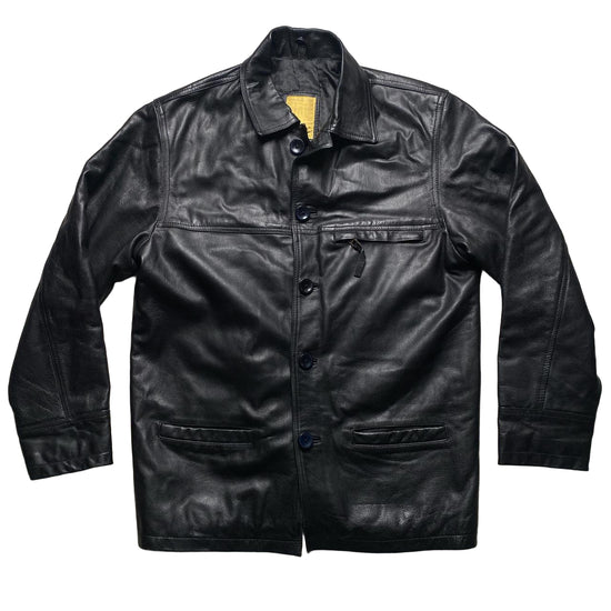 Aviatrix Black Leather Peacoat Jacket (M)