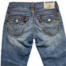 True Religion Big Stitch Straight Blue Brown and Red Baggy Jeans (34W)