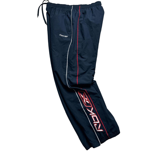 Reebok Vintage Navy Red and White Baggy Shell Trackpant Bottoms (M)