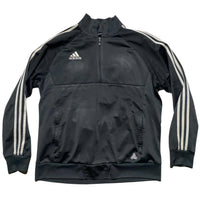 Adidas Football Grey and White Stripe Quarter Zip Jumper (L)