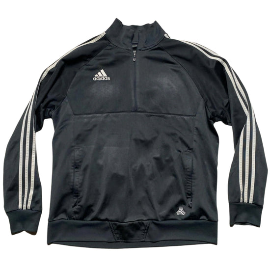 Adidas Football Grey and White Stripe Quarter Zip Jumper (L)