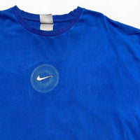 Nike Vintage y2k 90’s Blue and White Centre Swoosh T Shirt (XL)