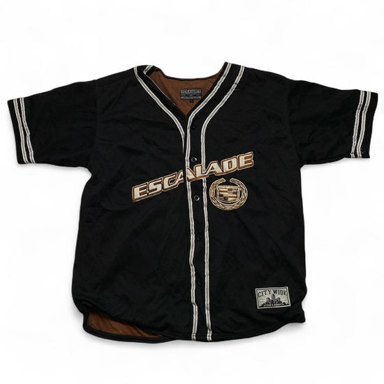 Cadillac Escalade Steve and Barrys Vintage 90’s Y2K Black and Brown Baseball Jersey Button Up Polo (XL)
