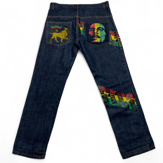 Bob Marley Rasta Vintage y2k Navy Jeans (36W)