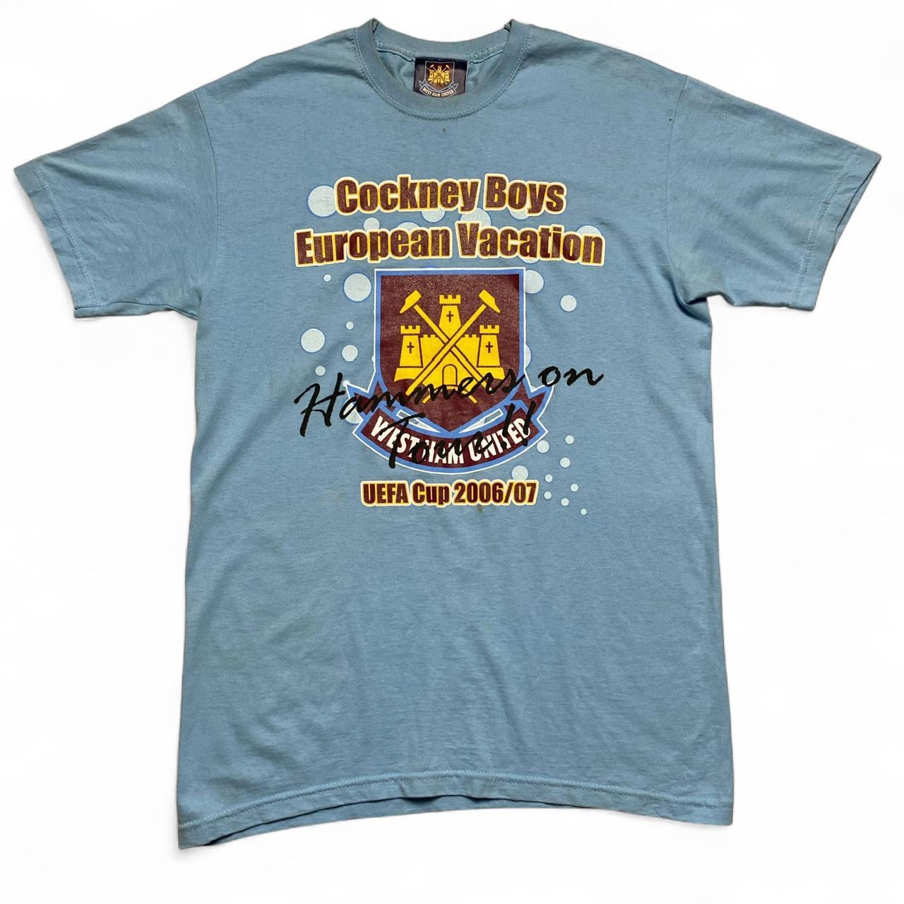 West Ham Cockney Boys European Vacation 2006/07 Vintage T Shirt Light Blue (S)
