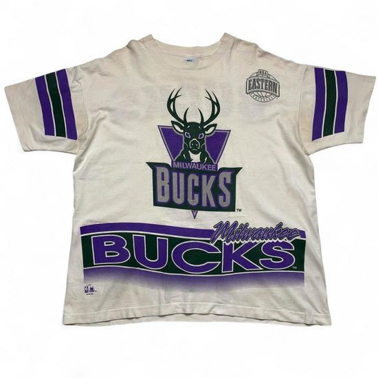 Salem Sportswear Vintage 90’s Single Stitch Milwaukee Bucks NBA White T Shirt (XL)