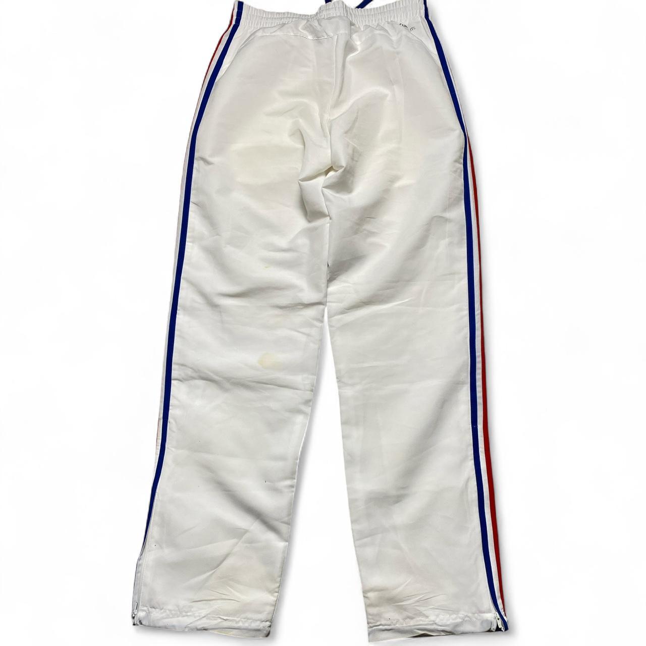 Adidas Performance Essentials White Blue and Red Shell Trackpant Bottoms (S)