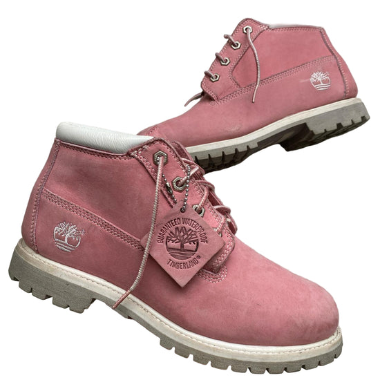 Timberland Pink and White Nubuck Mid Boots (UK 6.5)