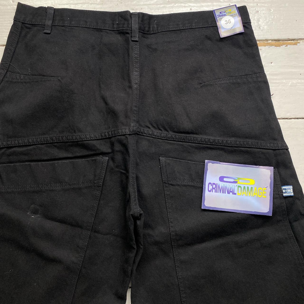 Criminal Damage Vintage Baggy Black Jort Jean Shorts