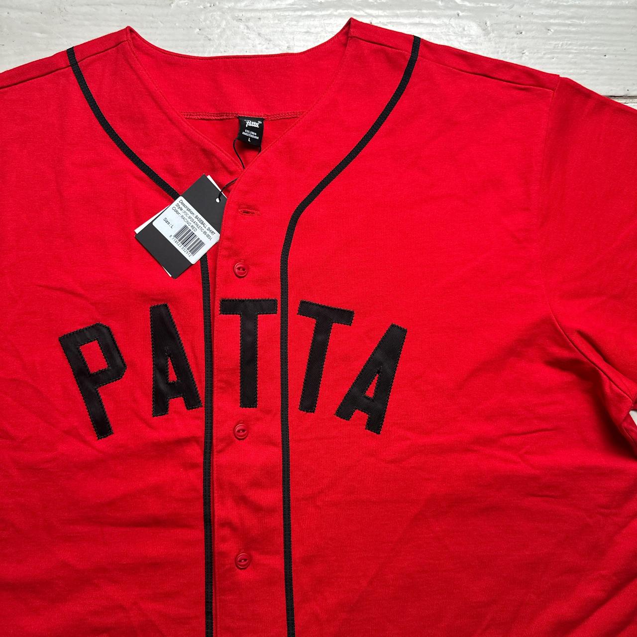 Patta Baseball Short Sleeve Shirt Red and Black