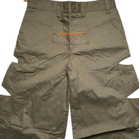 Criminal Damage Rib Cut Baggy Parachute Combat Slit Cargo Trousers Khaki Green and Orange (26W)