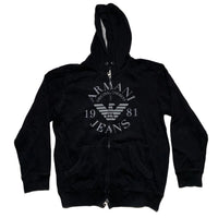 Armani Black and Grey Zip Hoodie (L)