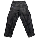 New York 05 Vintage 90’s Baggy Skateboard Carpenter Cargo Black Silver Grid Jeans (36W)
