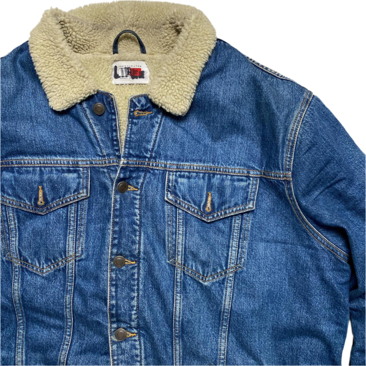 Tommy Hilfiger Lewis Hamilton Navy Denim Sherpa Lined Jacket (2XL)