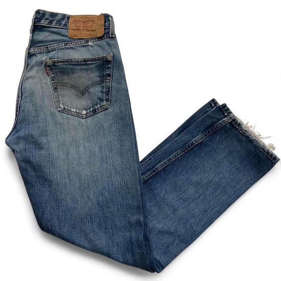 Levis 501 Light Blue Distressed Vintage Jeans (34W)