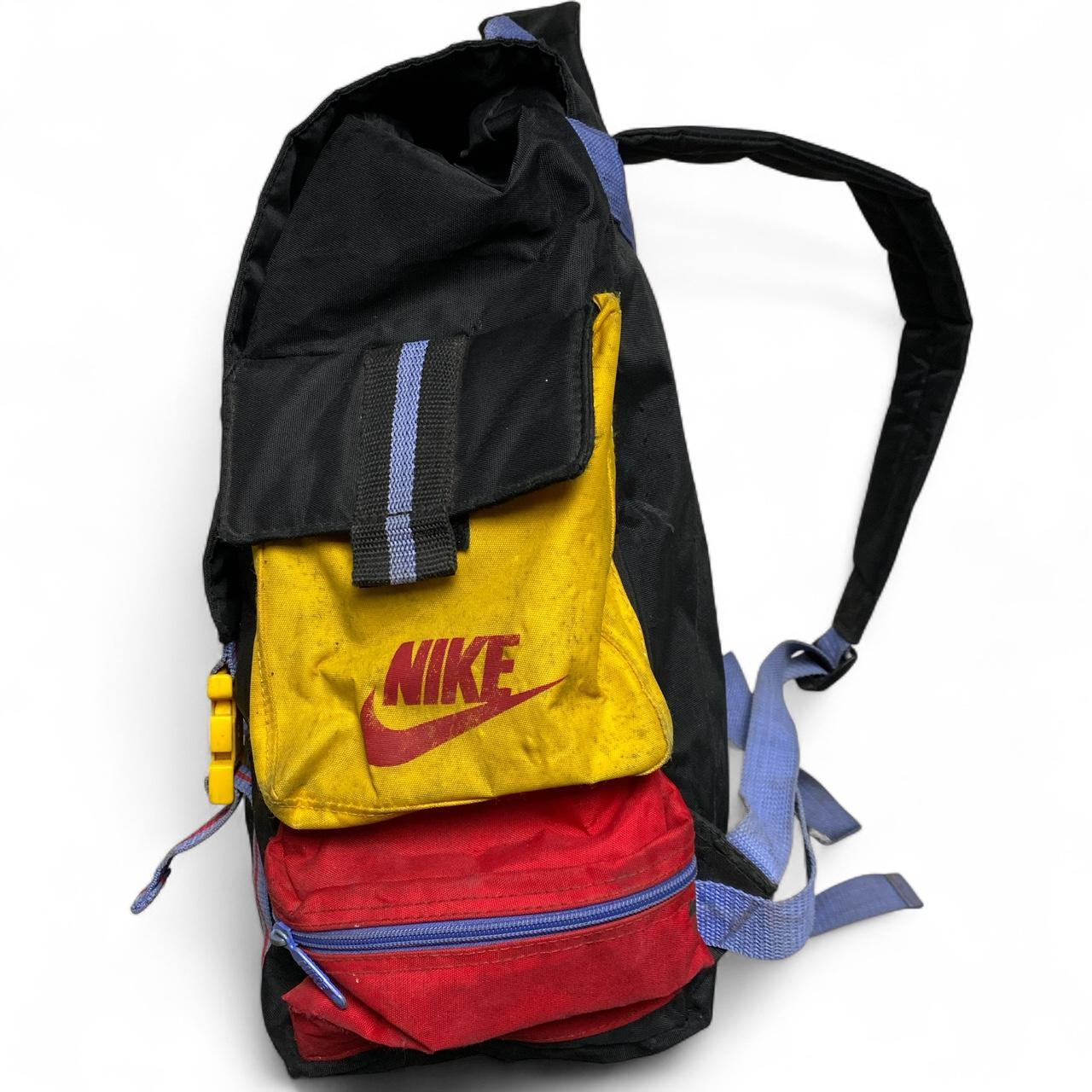 Nike Vintage 90’s Black Yellow Red and Blue Backpack Rucksack Bag