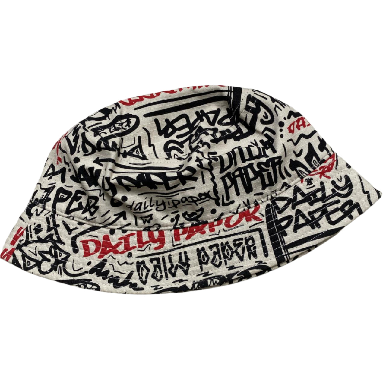 Daily Paper White Black and Red Graffiti Bucket Hat