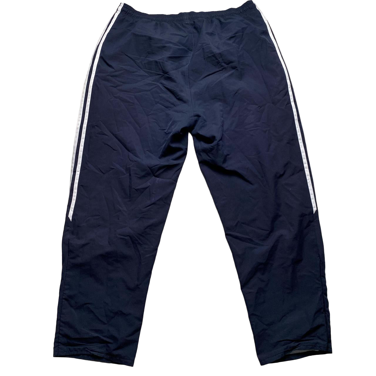 Adidas Navy and White Stripe Shell Baggy Trackpant Bottoms (36W)